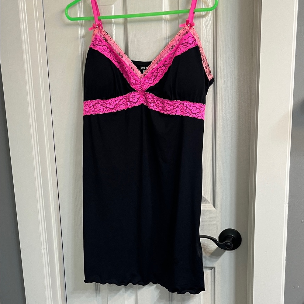 Joe Boxer Black Chemise with Pink Lace